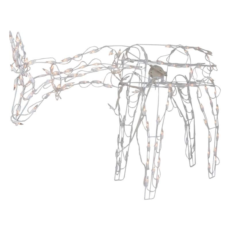 42" Lighted White Feeding Reindeer Animated Christmas Decoration