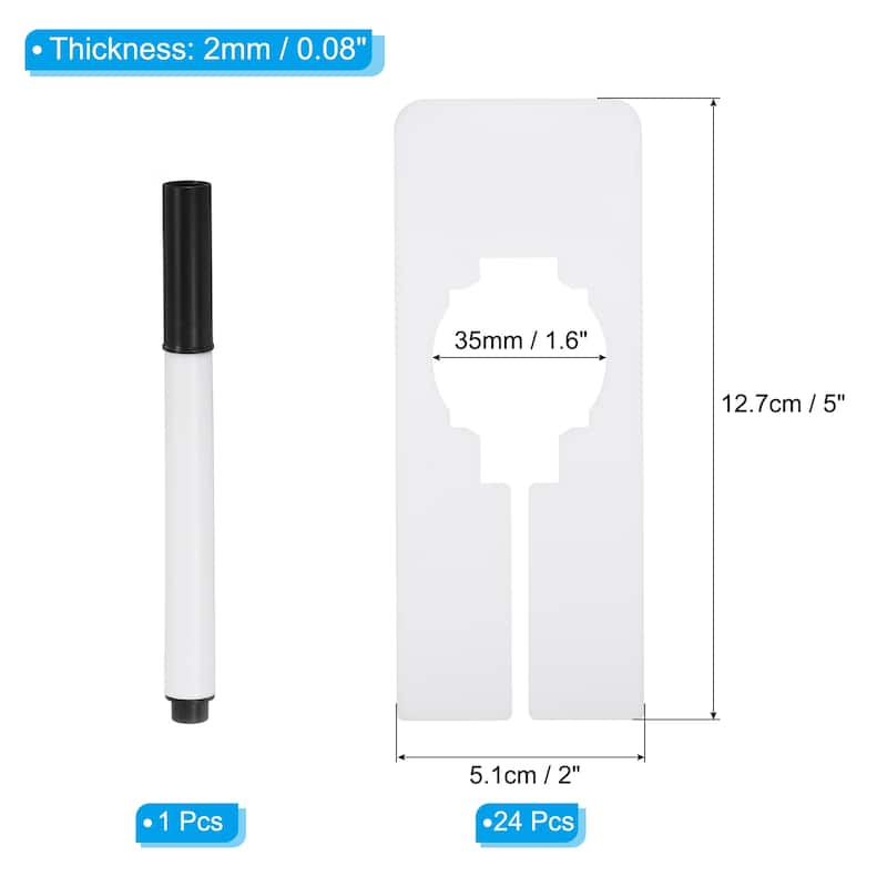 24pcs Clothes Dividers, Clothing Rack Rectangle Dividers w Marker Pen - White