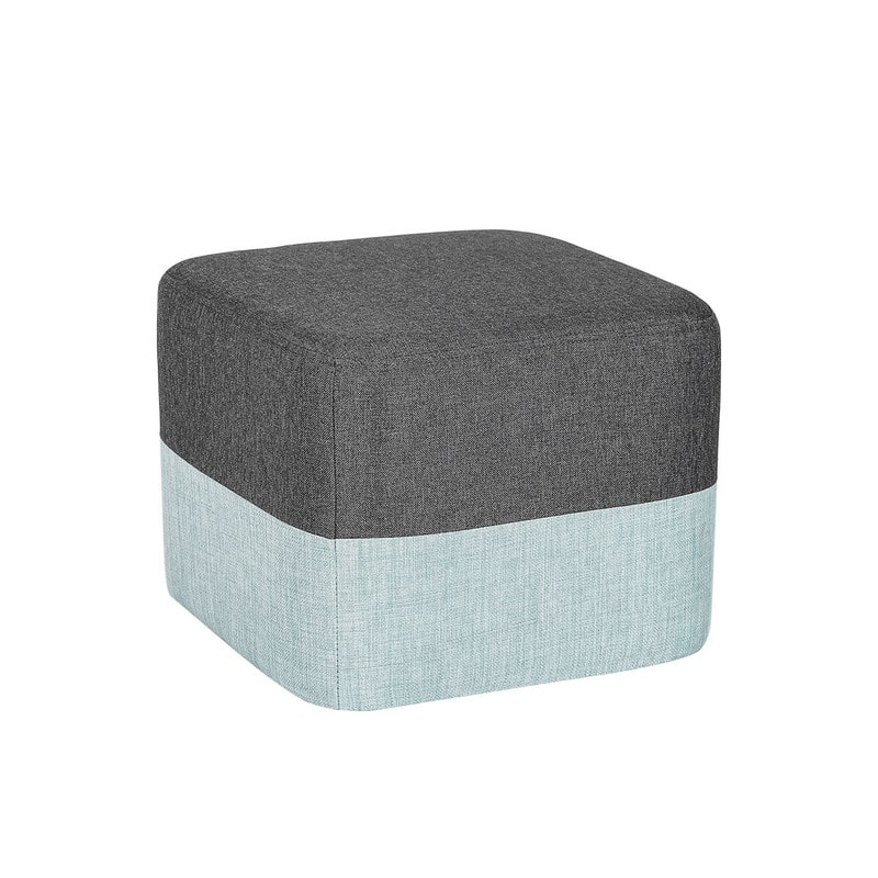 Adeco Square Fabric Ottoman Two-Color Stitching Footrest Stool