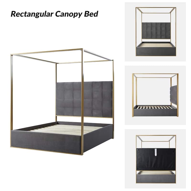 Milton Contemporary Upholstered Queen Size Canopy Bed by HULALA HOME