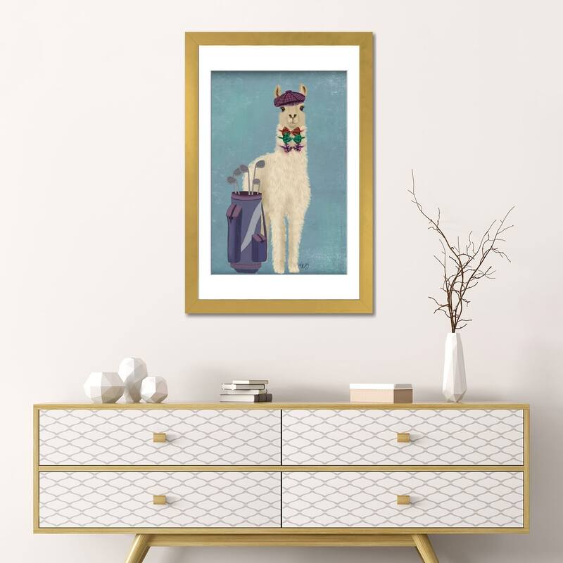 iCanvas "Llama Golfing" by Fab Funky