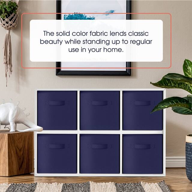 6 Pack Foldable Collapsible Storage Box Bins Shelf Basket Cube Organizer with Dual Handles -13 x 13 x 13