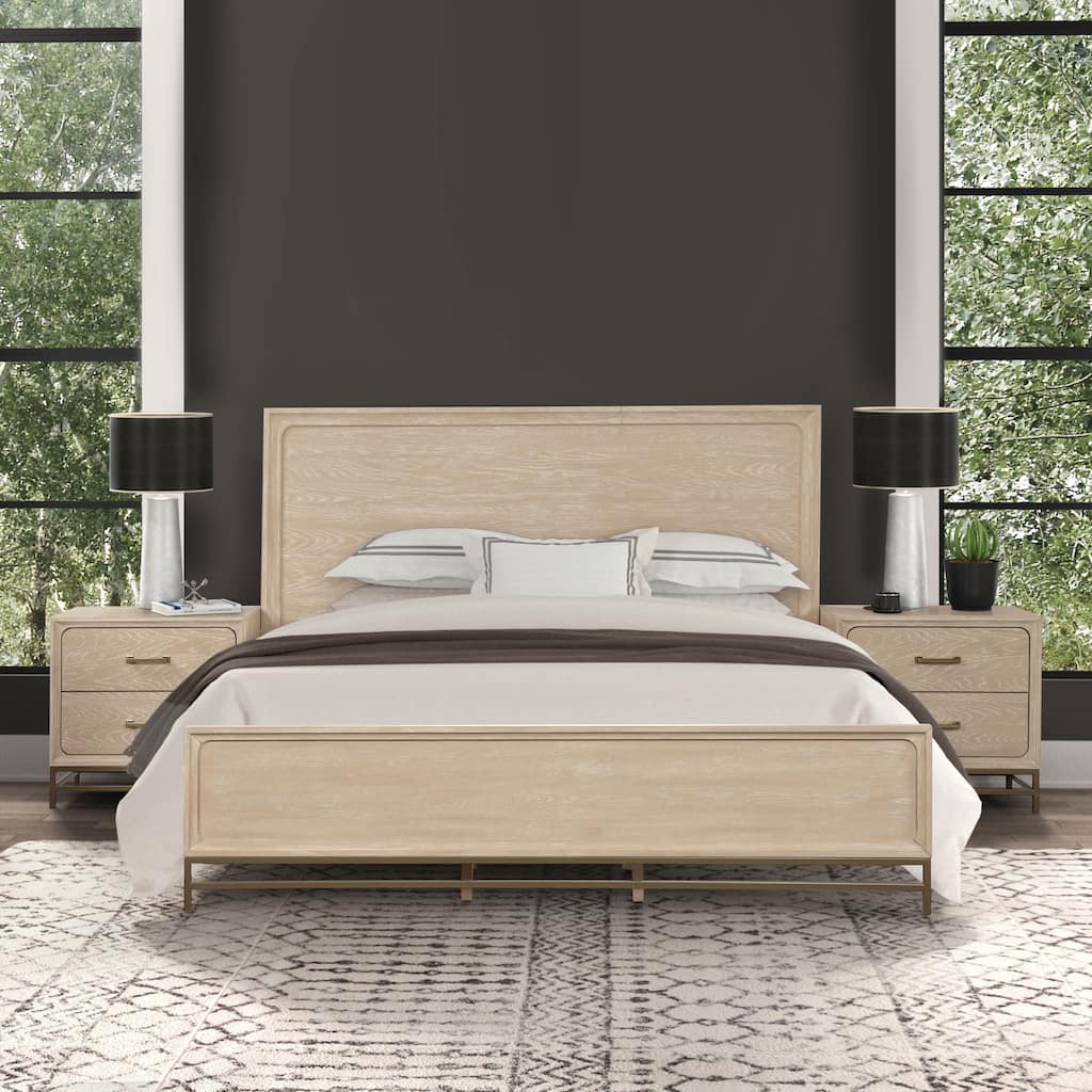 Furniture of America Drayden Modern Light Oak Solid Wood 3-Piece Bedroom Set
