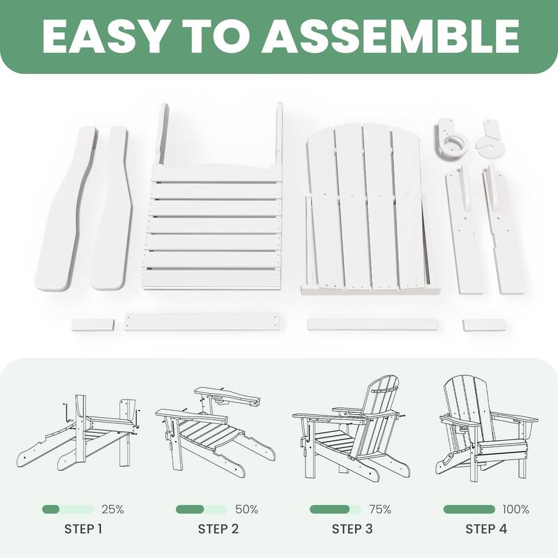 Foldable HDPE Adirondack Chair with Dual Cup Holders