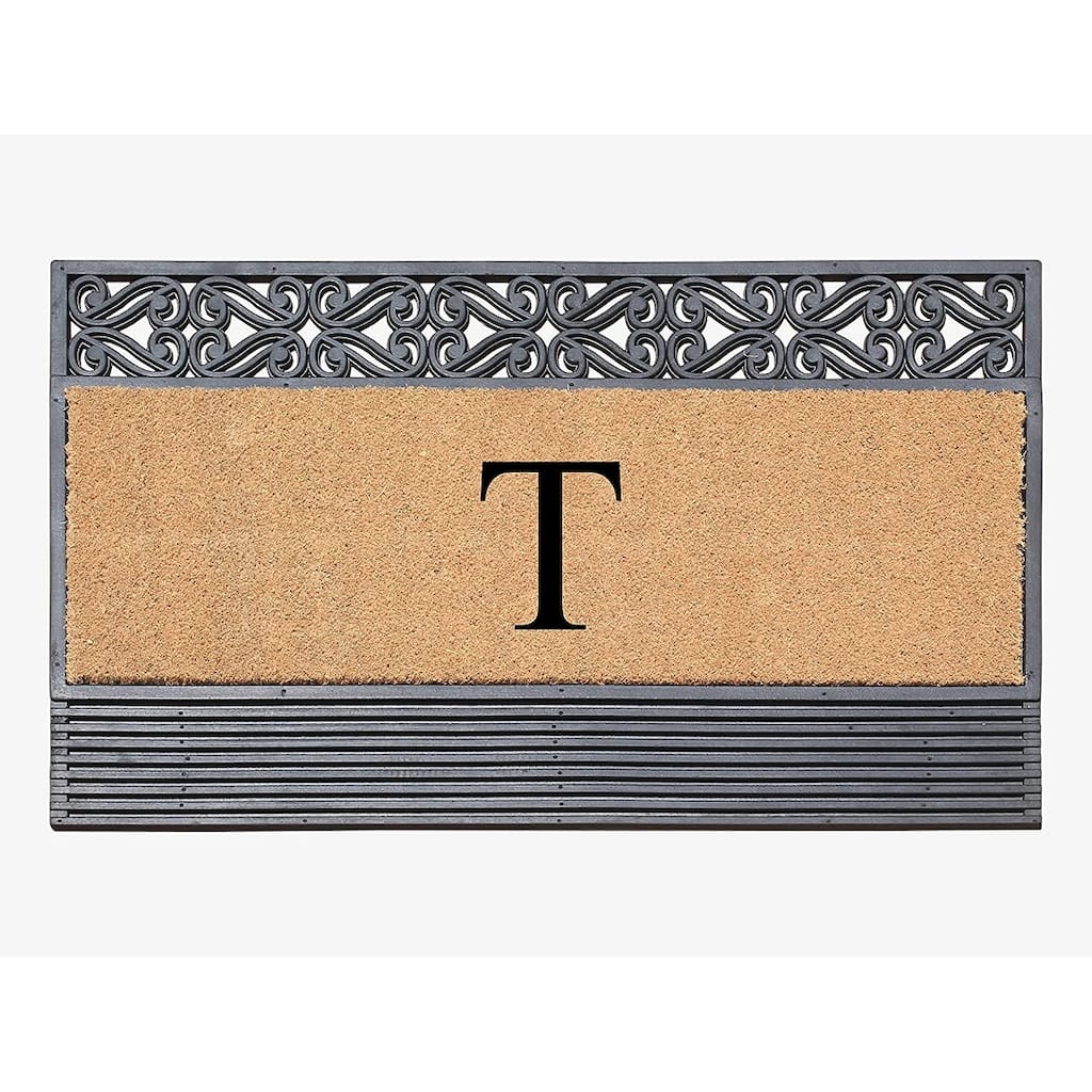 A1HC First Impression Rubber and Coir Rosewood 24" X 36", Heavy Duty Outdoor Monogrammed Doormat
