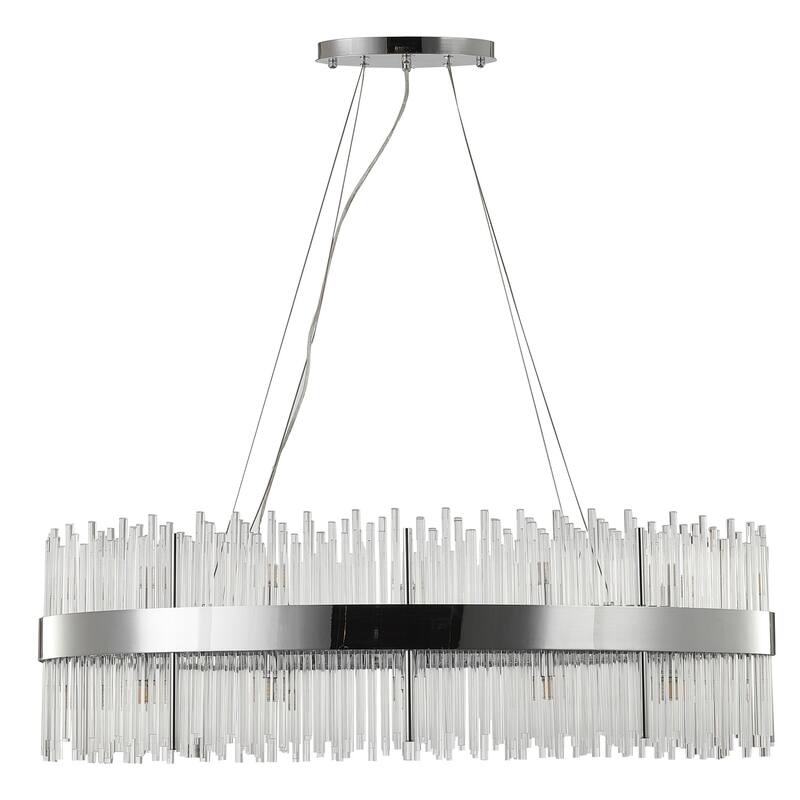 Modern Chandelier - White Metal LED Light Fixture - Adjustable Hanging Lamp - 32" Diameter - 98