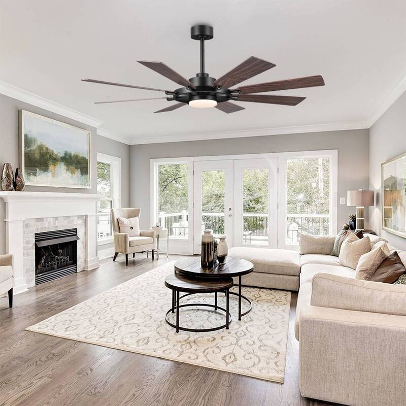 WINGBO 60-inch/72-inch 8-Blades Indoor DC Motor Ceiling Fan With LED Light and Remote Control