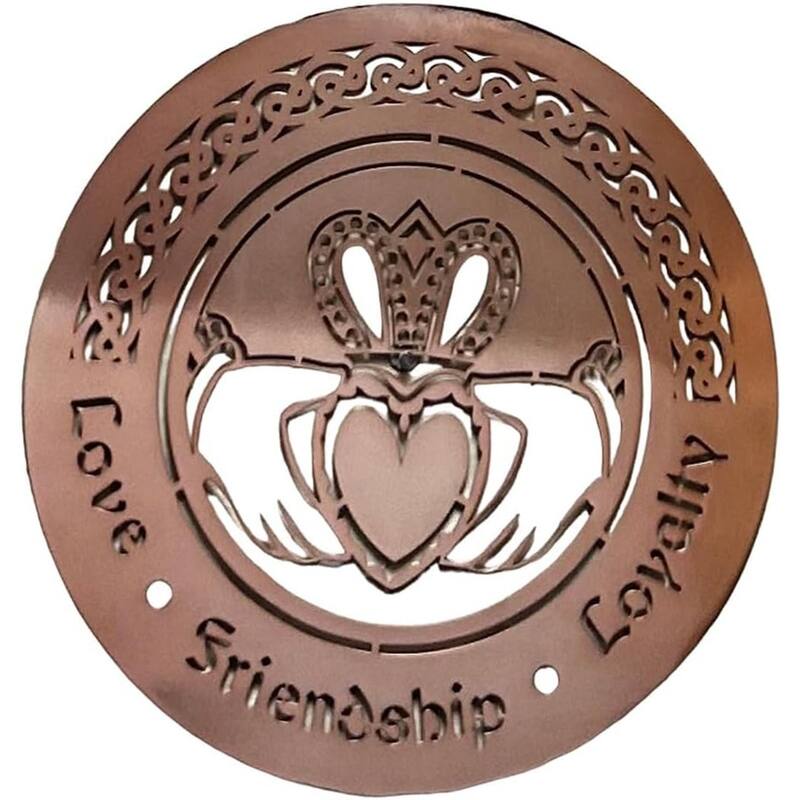 Steel Claddagh Wall Hanging with Irish Symbol, 12-Inch Round Design - 12” L x 12” H - Rose Gold