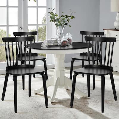 Solid Wood Spindle Back Windsor Dining Chairs, Set of 2 - 17.44" (W) x 19.7" (D) x 33.1" (H)
