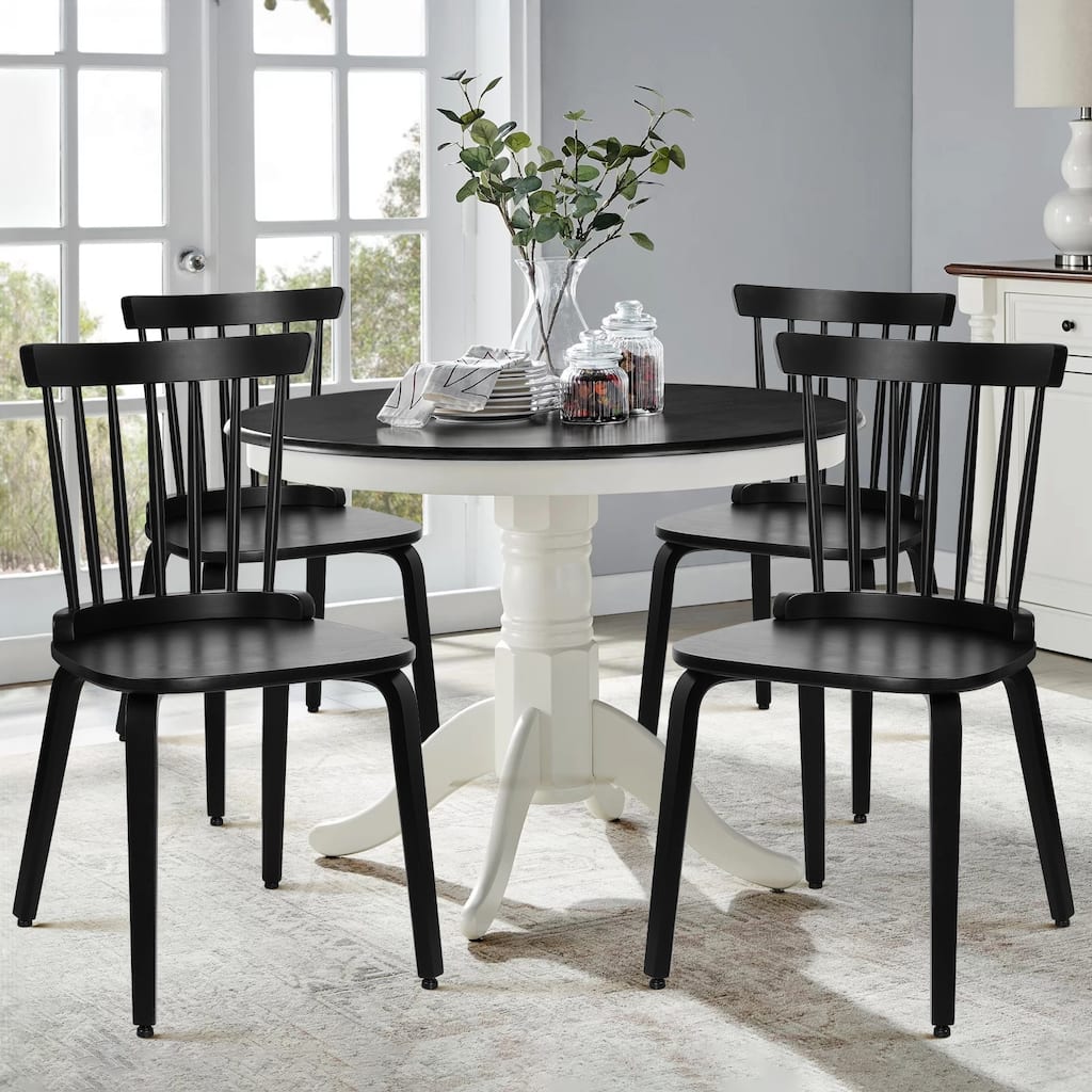 Solid Wood Spindle Back Windsor Dining Chairs, Set of 2 - 17.44" (W) x 19.7" (D) x 33.1" (H)