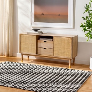 Livabliss Jean Recycled Cotton & Jute Boho Diamond Area Rug