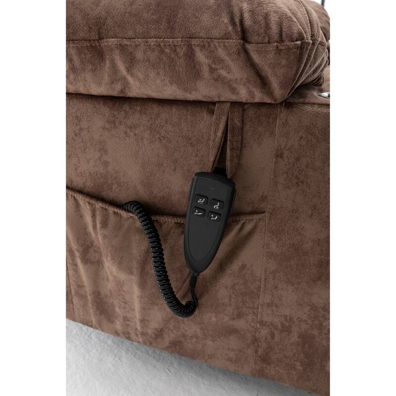 Power Lift Recliner Chair with Heat & Massage, Dual OKIN Motors Lift Sofa, Lounge Chair with 2 Pockets & 2 Cup Holders