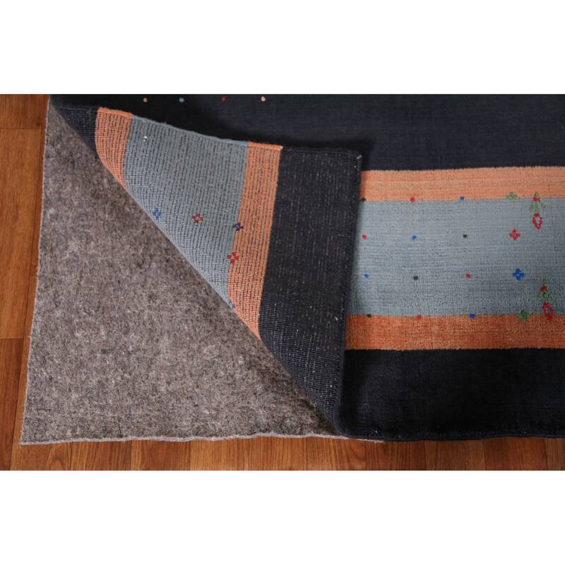 Hand Knotted Oriental 100% Wool Carpet Tribal Tribal Navy Blue & Blues Gabbeh Area Rug - 9' 8'' X 8' 0''
