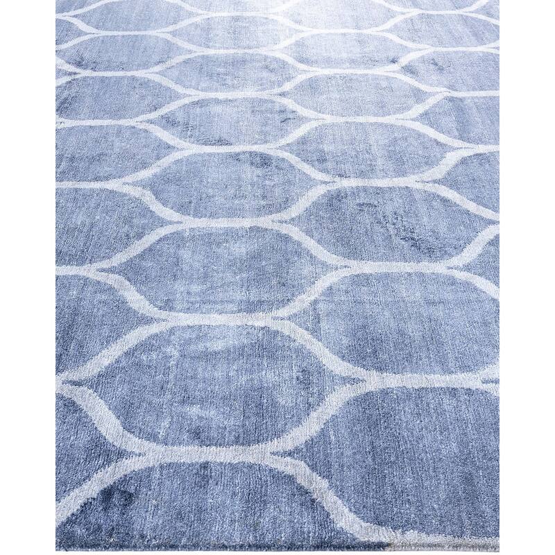Modern One-of-a-Kind Hand-Knotted Area Rug, Blue - 8' 2" x 10' 1"
