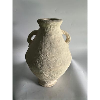 Paper Mache Vase Dia 15" & H 21.8" - OFF-WHITE
