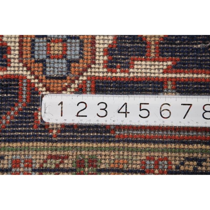 Geometric Ivory Heriz Serapi Indian Area Rug Handmade Wool Carpet - 7'9"x 10'2"