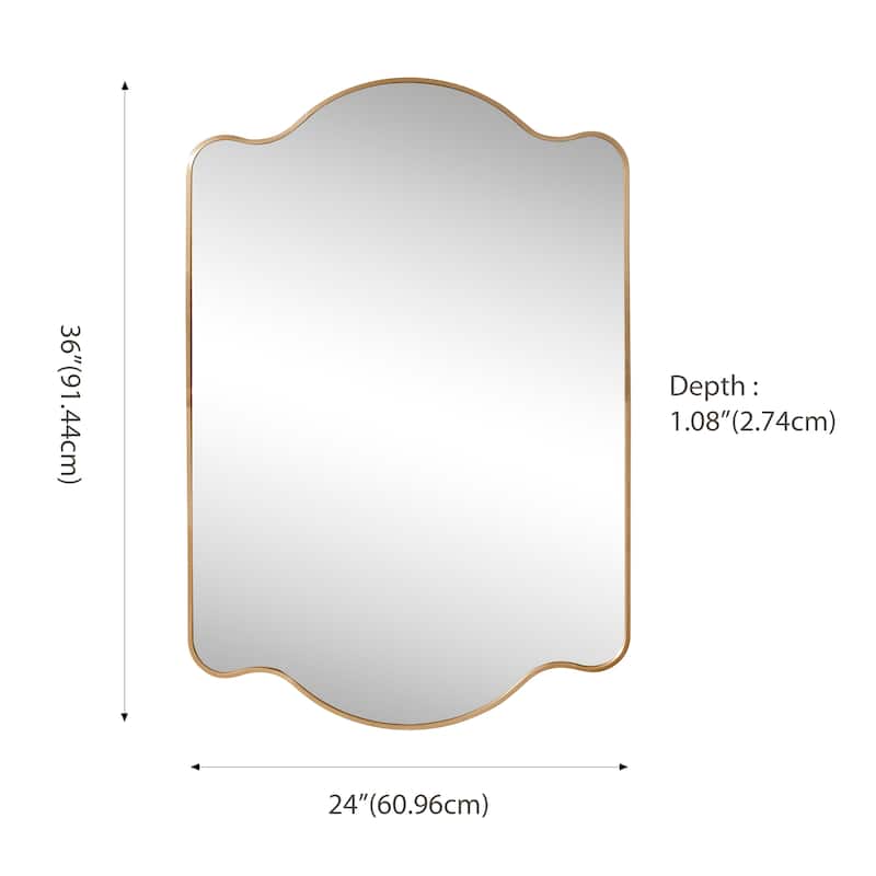 JONATHAN Y Scalloped Rectangular Metal Framed Wall Mirror - 36 H x 24 W x 1.08 D