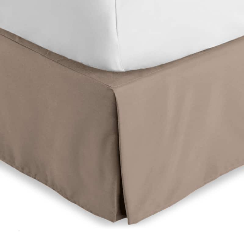 Bare Home Pleated Bed Skirt - 15-Inch Tailored Drop Easy Fit - Full - Taupe