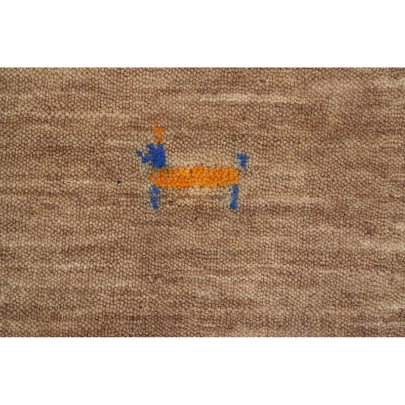 Hand Knotted Oriental 100% Wool Carpet Tribal Animal Pictorial Brown Gabbeh Area Rug - 8' 10'' X 6' 3''