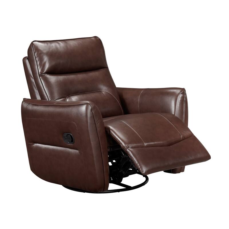 Esther 36" Leather Swivel Glider Recliner - Pull-Handle Motion