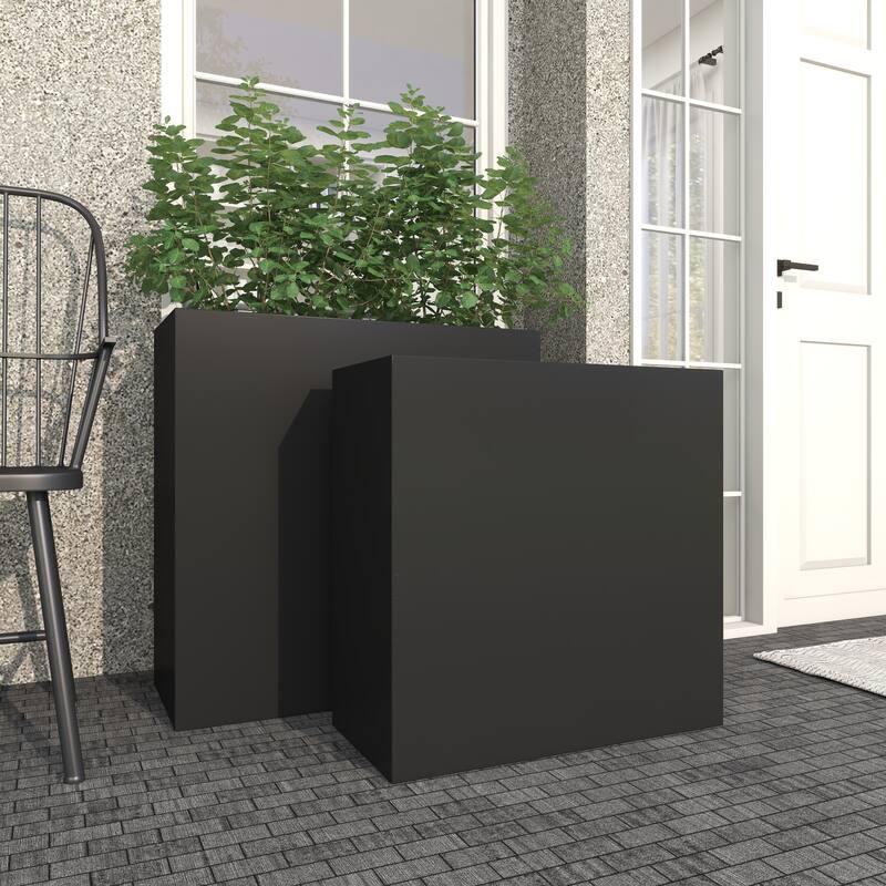 Black or White Metal Modern Planter (Set of 2) - S/2 28", 24"H