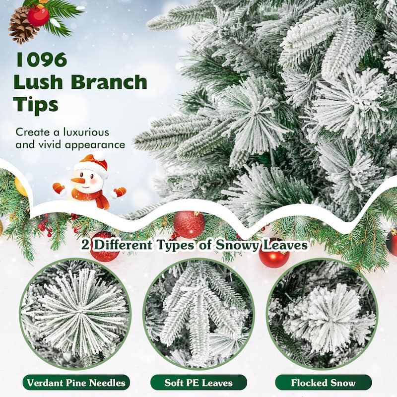 Gymax 7 ft pre-lit artificial Christmas tree artificial hinged