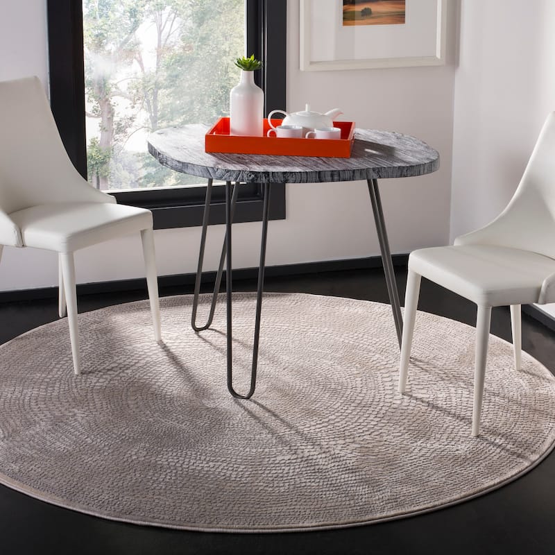 SAFAVIEH Meadow Shakila Modern Abstract Rug - 6'7" Round - Ivory/Grey - Round