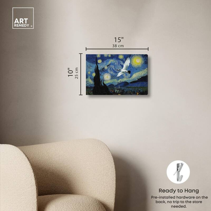 Crane Starry Night Canvas by Art Remedy, Gallery Wrapped