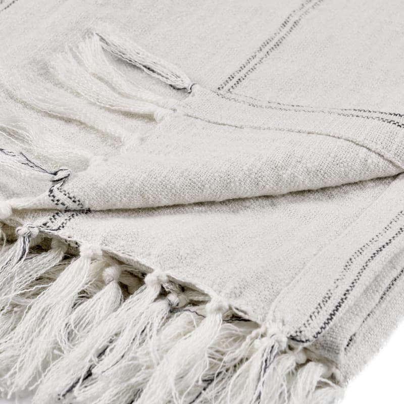 Villa by Classic Home Ria Ivory/Gray Throw Blanket 50x70