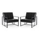 preview thumbnail 50 of 108, Glitzhome Set of Two 30.5"H Mid-Century PU Leather Tufted Accent Chairs Black