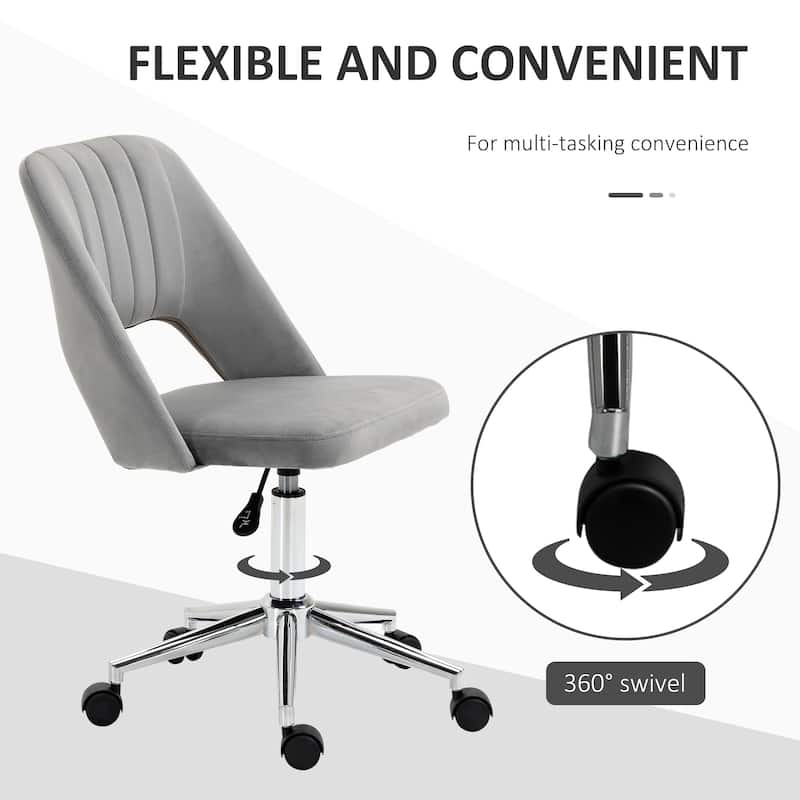 Velvet Swivel Office Chair with Adjustable Height and Wheels for Home Office Living Room and Bedroom