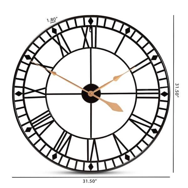 Janette Classic Contemporary Black and Gold Finished Metal Wall Clock ...