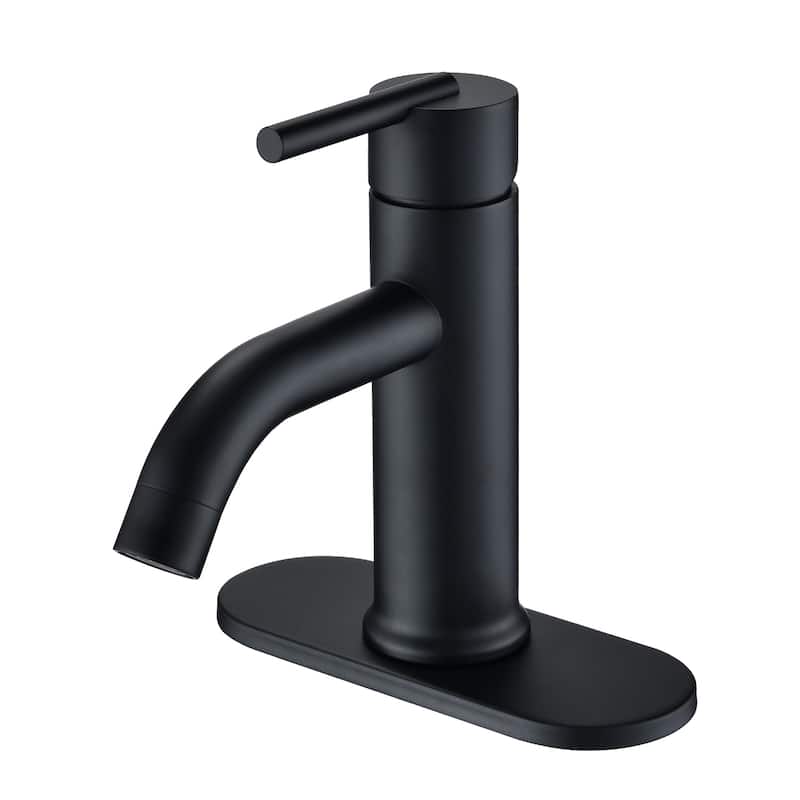PROOX Single Lever Handle Bathroom Single Hole Basin Stainless Steel Faucet - Matte Black