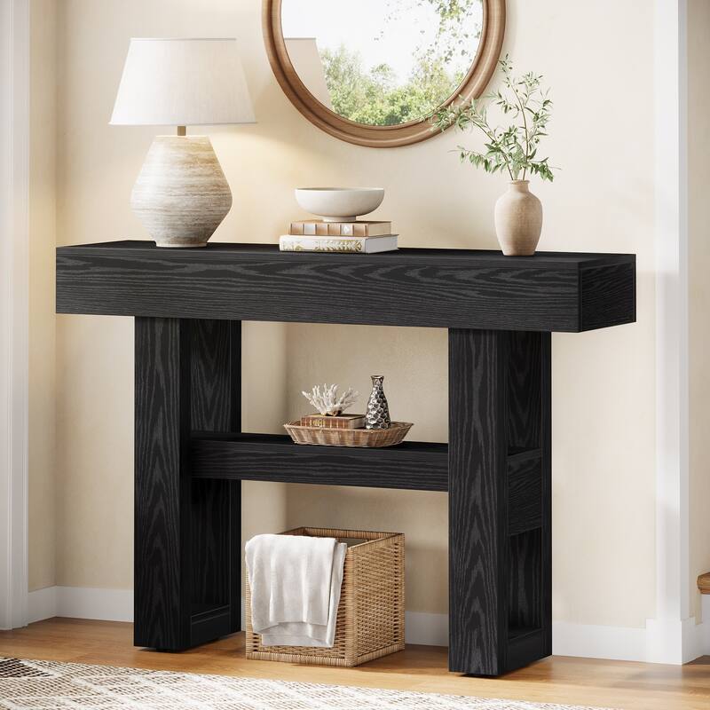 41.34'' Farmhouse Entryway Sofa Console Table with Storage Shelves