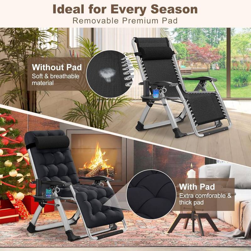 DoCred Zero Gravity Chair, Folding Lawn Chaise Recliner Lounge Chair