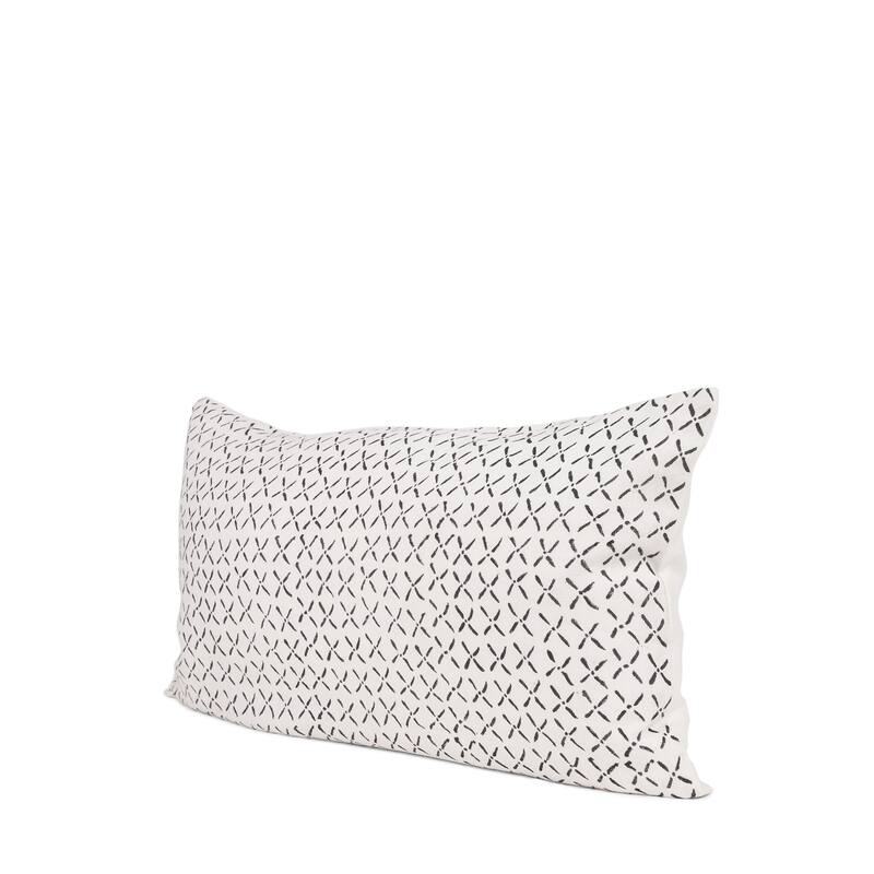 Jayden Cream w/ Black Print Linen Lumbar Decorative Pillow Cover
