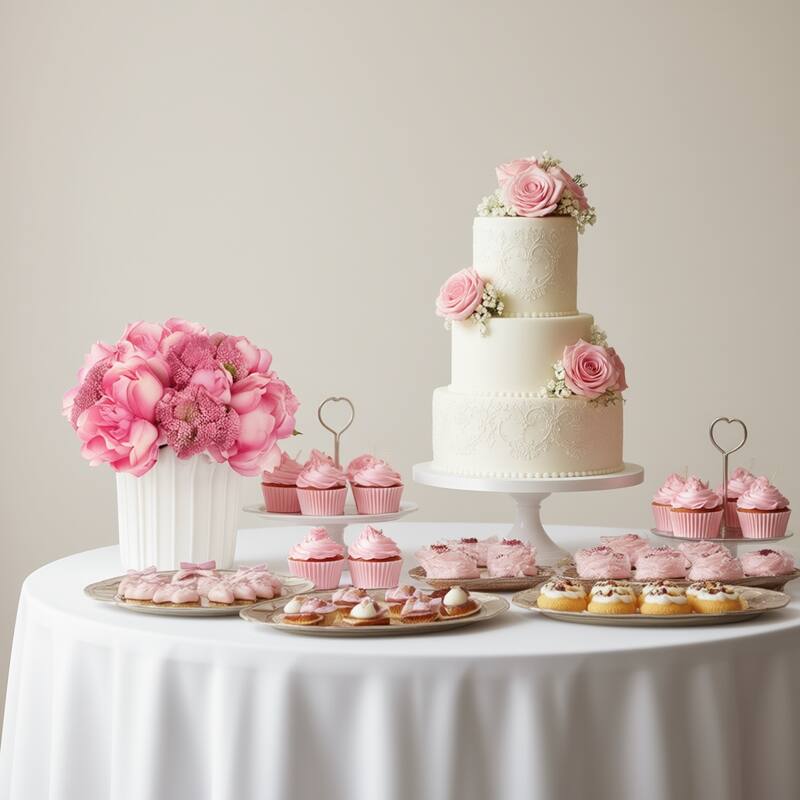 Peonies and Sedum in Ceramic Vase - 10