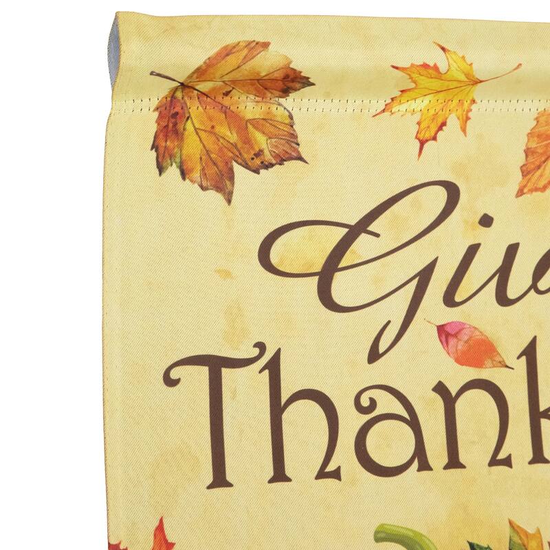 Pumpkins and Leaves "Give Thanks" Fall Harvest Outdoor Garden Flag - 18" x 12.5" - 18" x 12.5"