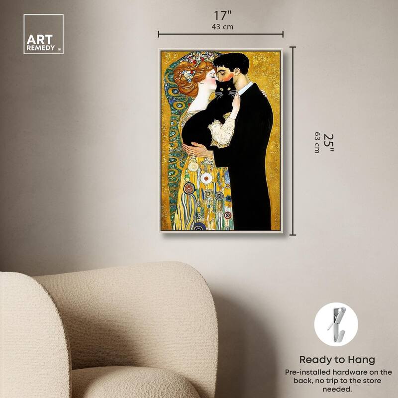 Kiss with Cat Canvas by Art Remedy