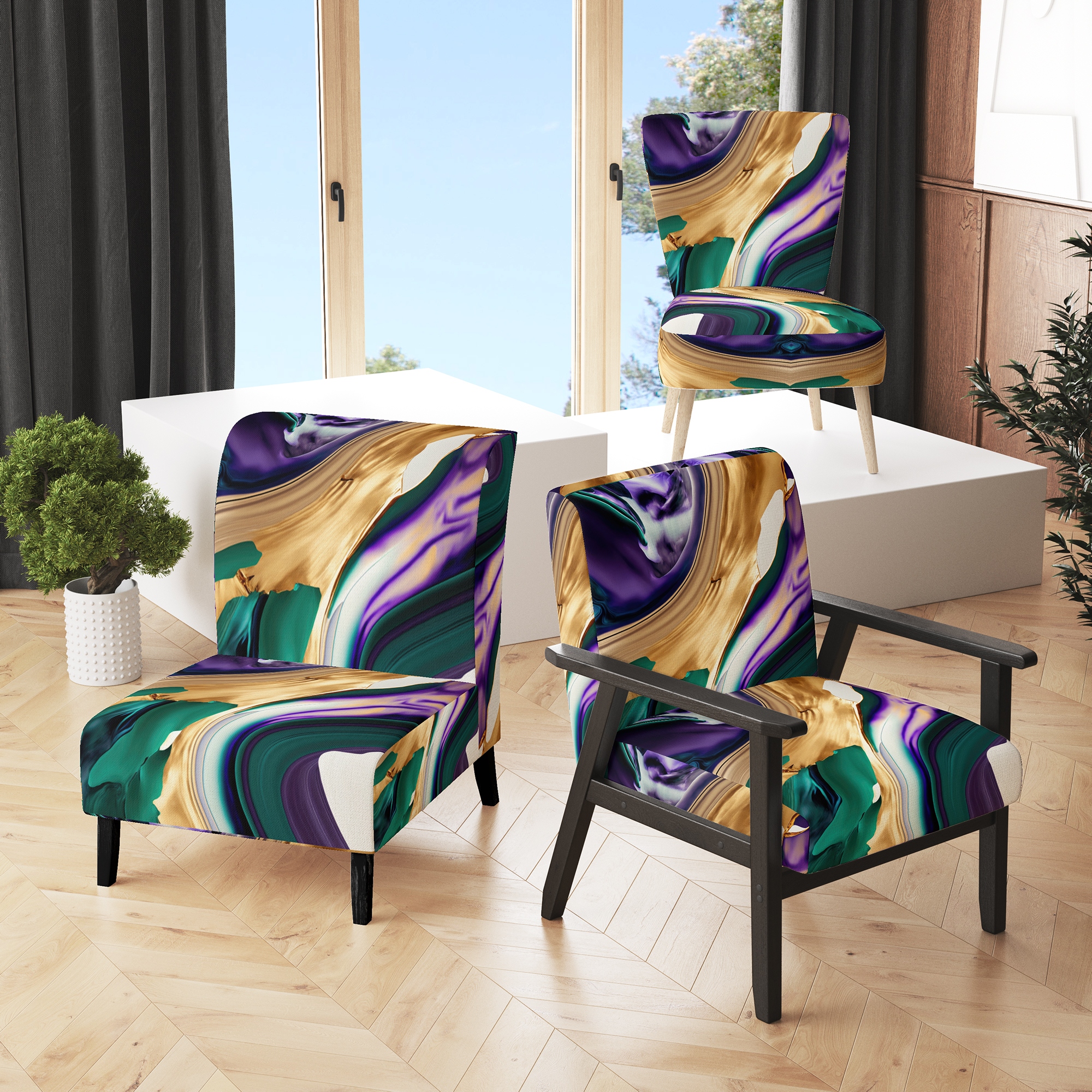 Purple print deals accent chair