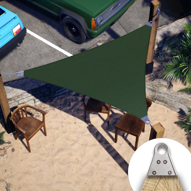 ColourTreeUSA Triangle Sun Shade Sail Reinforced Super Ring HDPE Mesh Fabric Screen Canopy UV Block 260 GSM