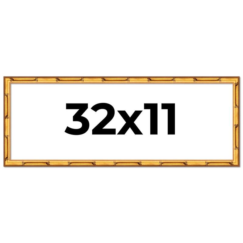 32x11 Frame Gold Bamboo Picture Frame Modern Photo Frame Includes UV Acrylic Shatter Guard Front Acid Free Foam Backing Board