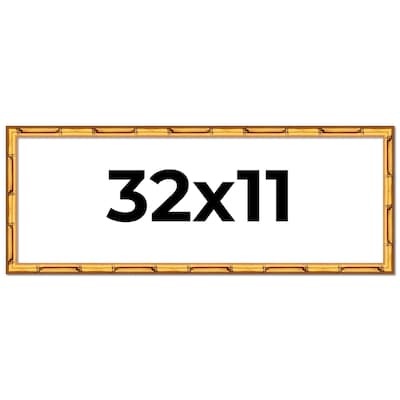 32x11 Frame Gold Bamboo Picture Frame Modern Photo Frame Includes UV Acrylic Shatter Guard Front Acid Free Foam Backing Board