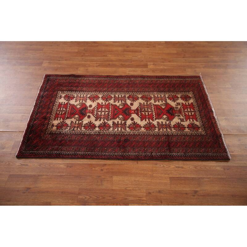 Balouch Persian Vintage Area Rug Hand-knotted Wool Carpet - 2'9"x 4'7"