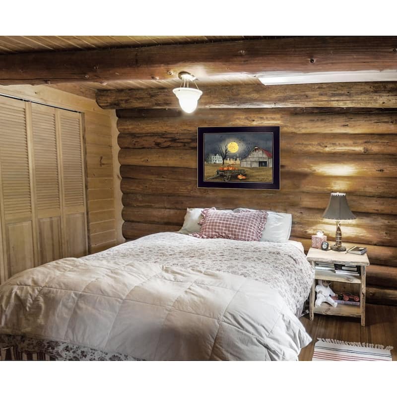 TrendyDecor4U Traditional "Spooky Harvest Moon" Framed Print Wall Art by Billy Jacobs - Earthtone