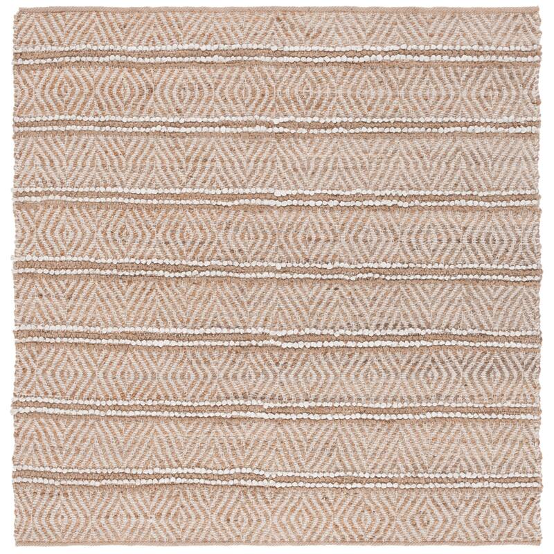 SAFAVIEH Handmade Cape Cod Sigune Jute Rug - 6' Square - Ivory/Natural