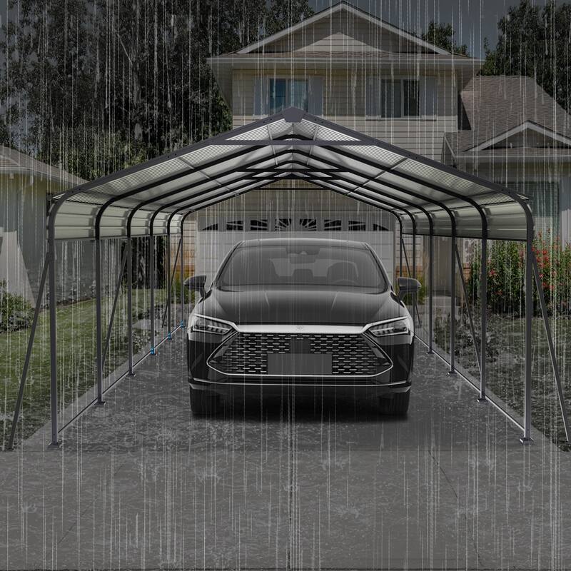 Metal Carport 13 ×26.5 FT Heavy Duty with Galvanized Steel Roof, Metal Garage Canopy with Galvanized Steel Roof & Frame
