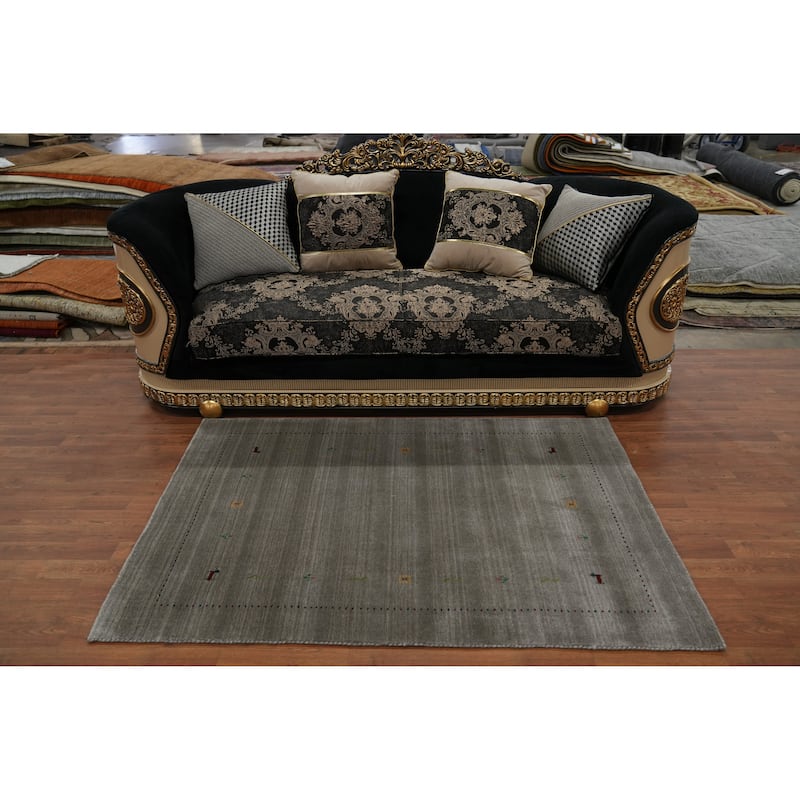 Tribal Gray Gabbeh Oriental Accent Rug Geometric Tribal Carpet - 5' 9'' X 3' 11''