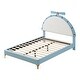 preview thumbnail 19 of 18, Twin/Full Size Upholstered Velvet Platform Bed Frame, Funny Kids Bed with Alarm Clock Shaped Headboard