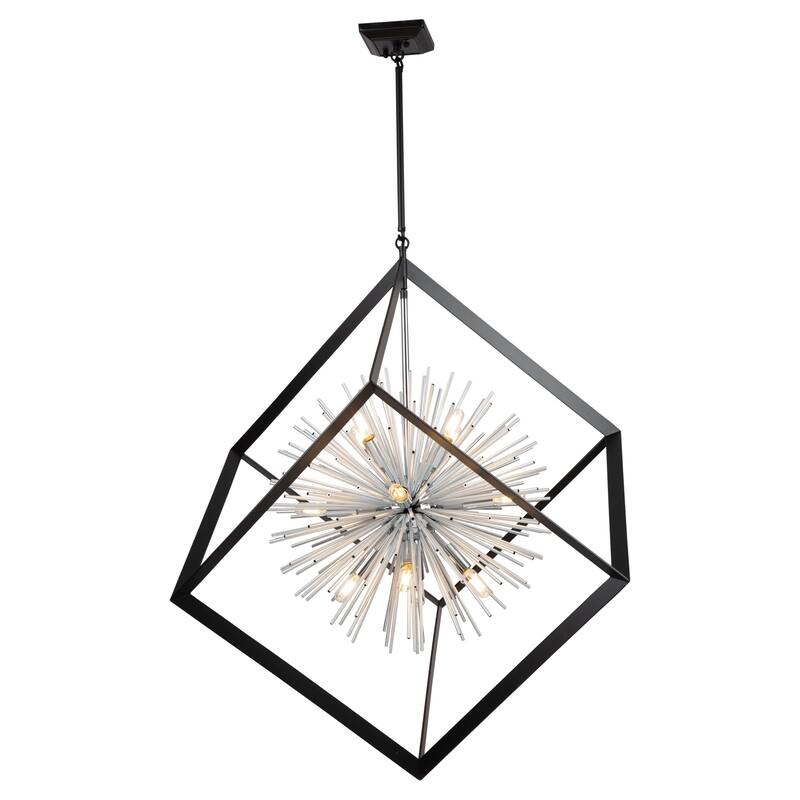 Artcraft Sunburst - Chandelier - 12-Light - Matte Black/Chrome